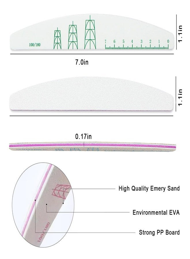 JERCLITY 10 Pieces 100/180 Grit Nail File Professional Double Sided Nail Files with Shape Guides and Ruler Manicure Pedicure Tool Nail Buffering Files - Image 2